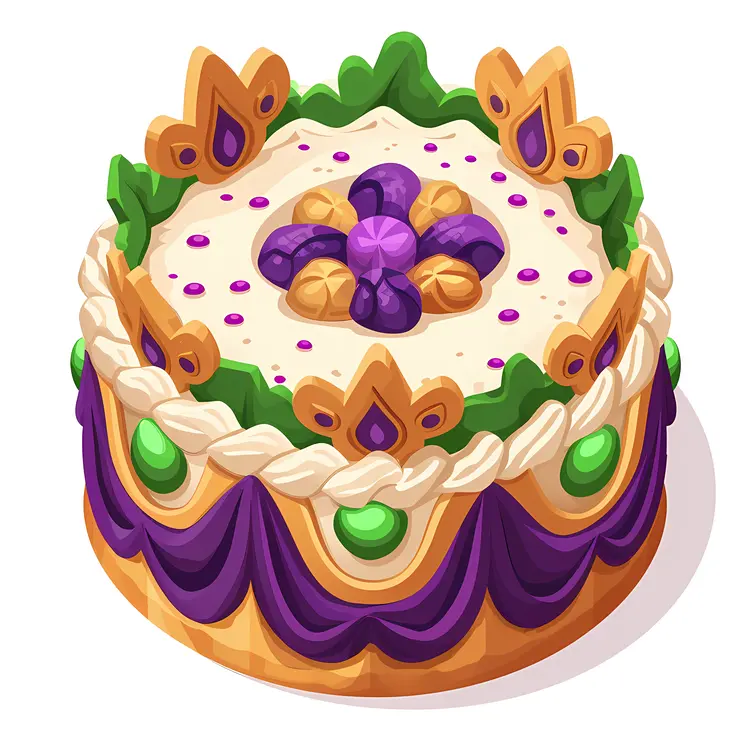 Mardi Gras Themed Cake with Crown