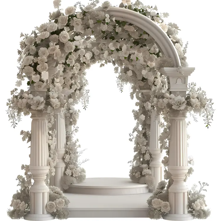 Elegant Floral Arch with Columns