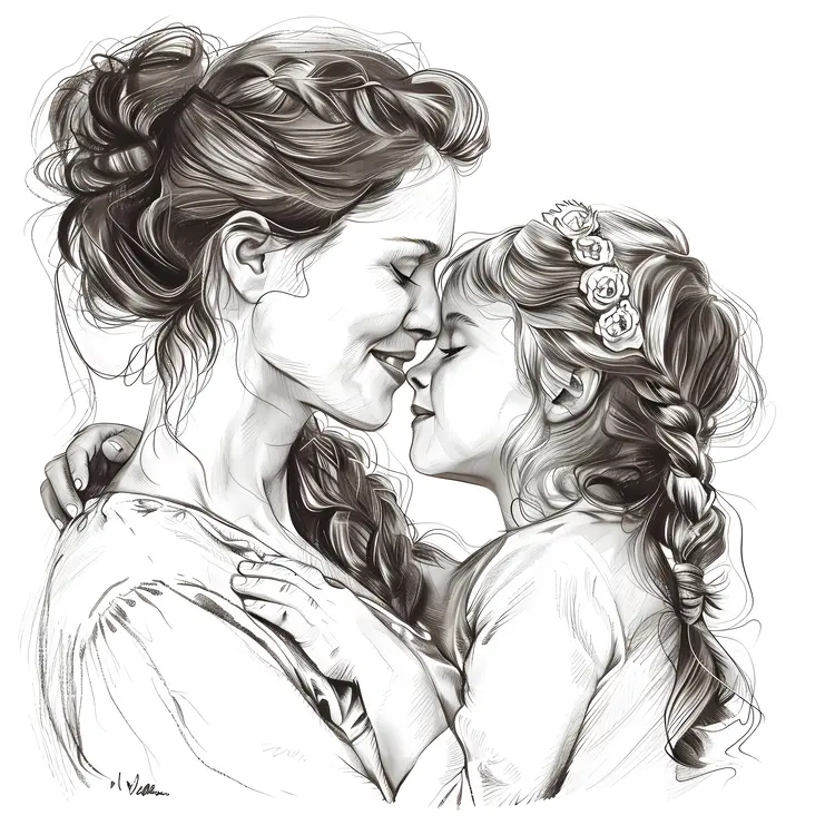 Mother and Daughter Embrace