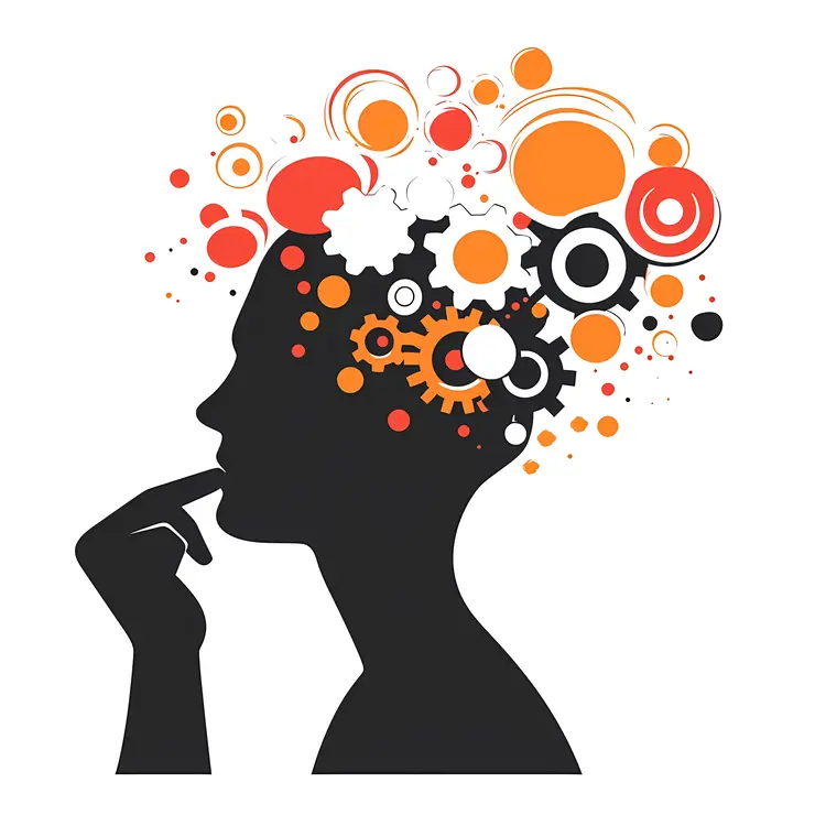 Creative Head with Gears and Circles Illustration