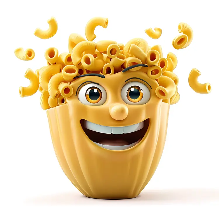 Happy Macaroni Bowl Cartoon