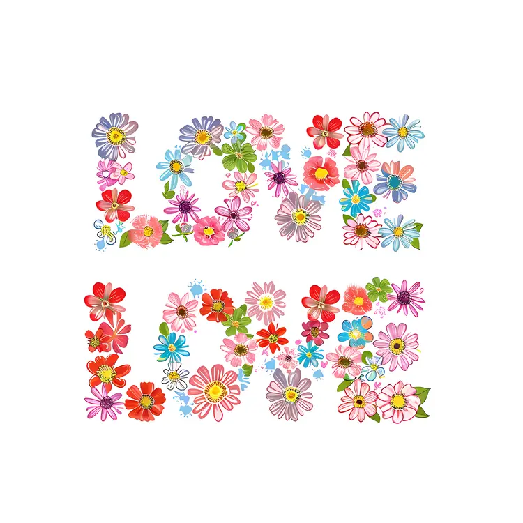 Floral Love Text Art