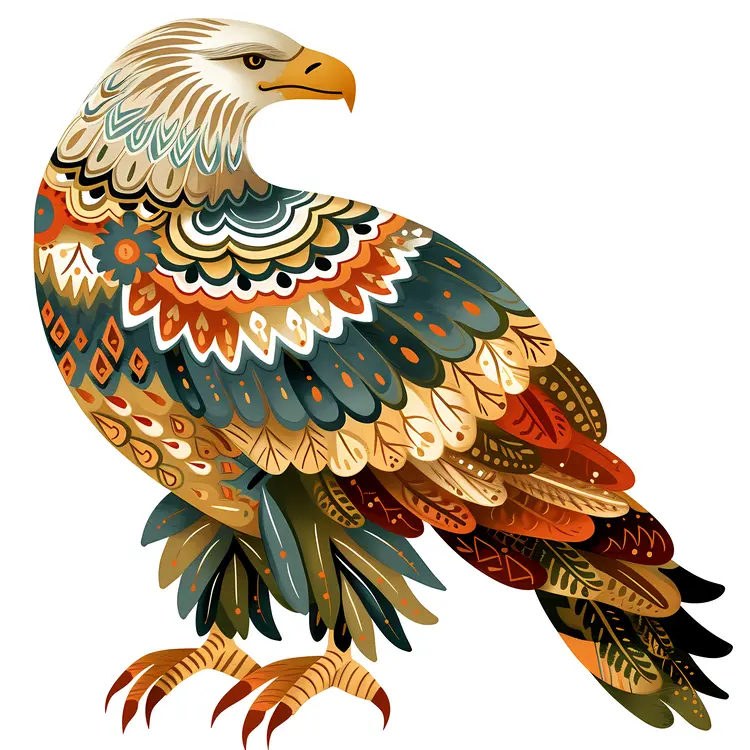 Stylized Eagle with Colorful Feathers