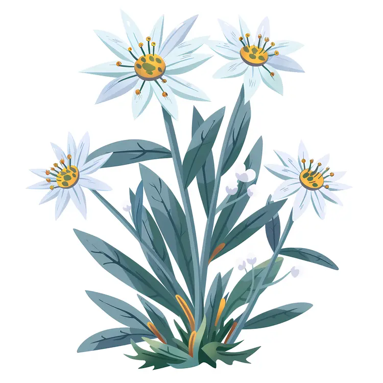 Charming White Flowers with Green Leaves