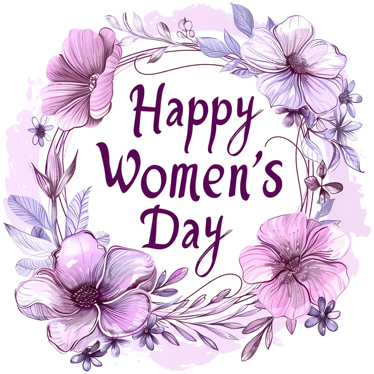 Happy Women's Day Floral Circle