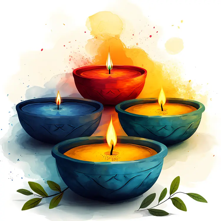 Colorful Candles with Flames