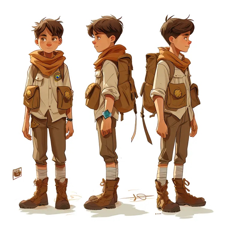 Boy Scout in Different Poses