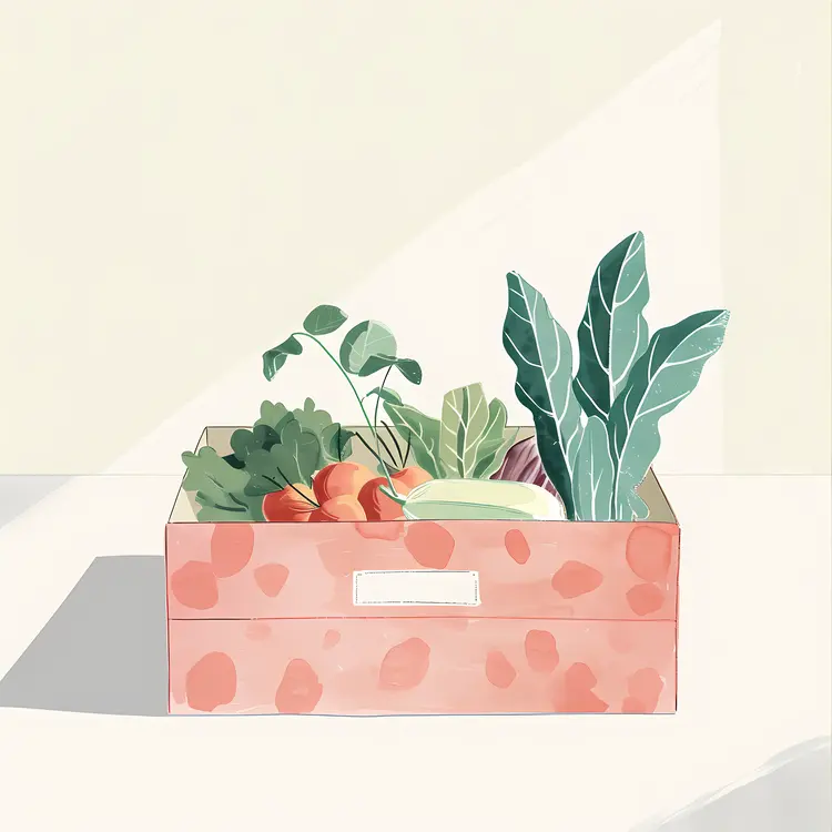 Healthy Vegetable Box with Fresh Greens