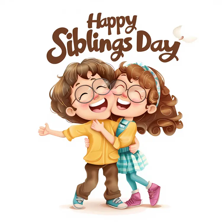 Happy Siblings Day Celebration with Two Hugging Children
