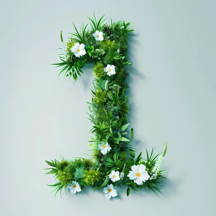 Number One with Greenery and Flowers