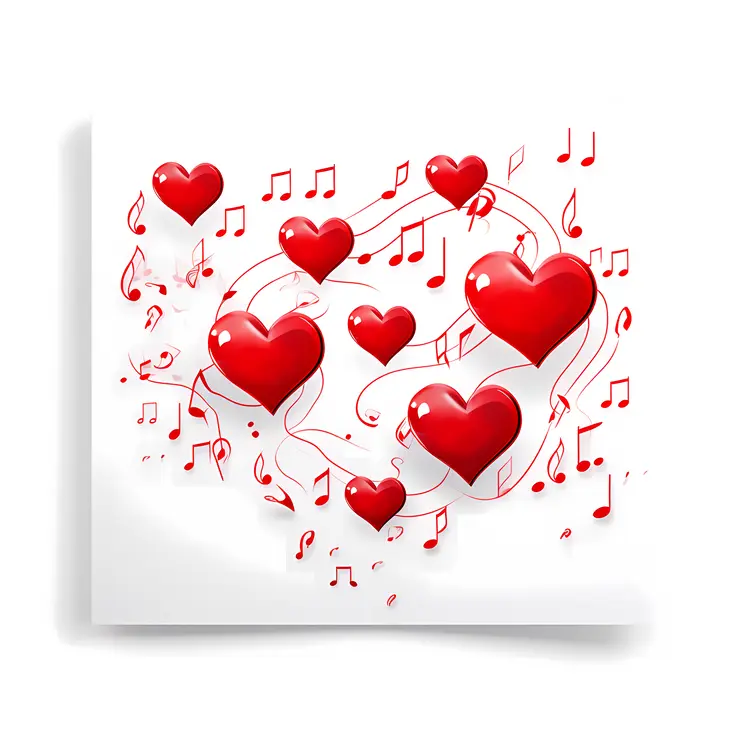 Red Hearts with Music Notes