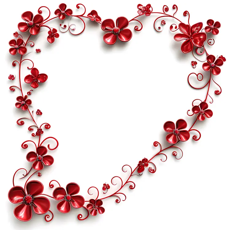 Red Flowers Heart-Shaped Decorative Frame