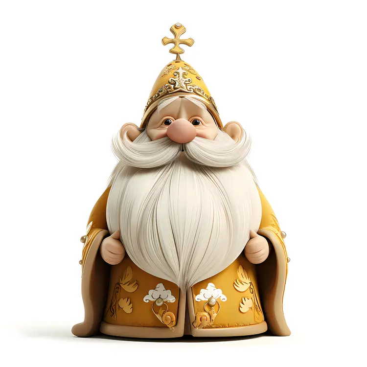 Golden Gnome with Cross Hat