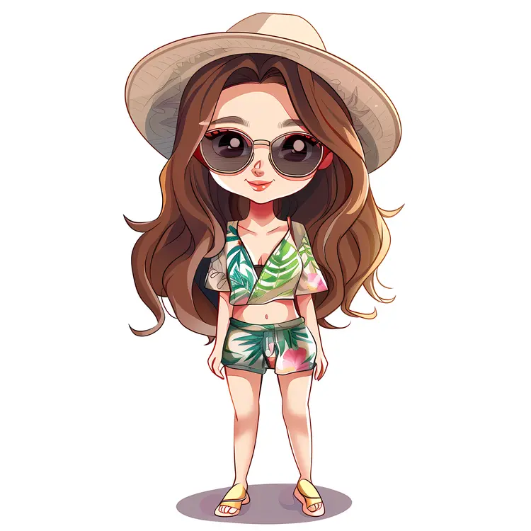 Cartoon Girl in Summer Outfit