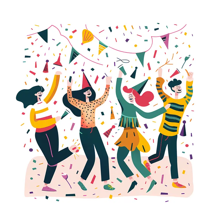Party Dance with Confetti and Banners