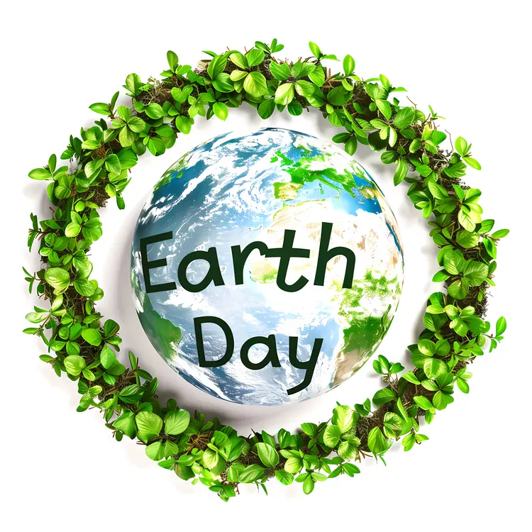 Earth with Trees and Birds for Earth Day