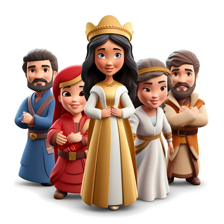 Group of Characters in Medieval Costumes