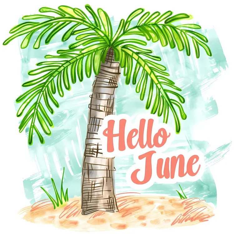 Palm Tree with Hello June Text