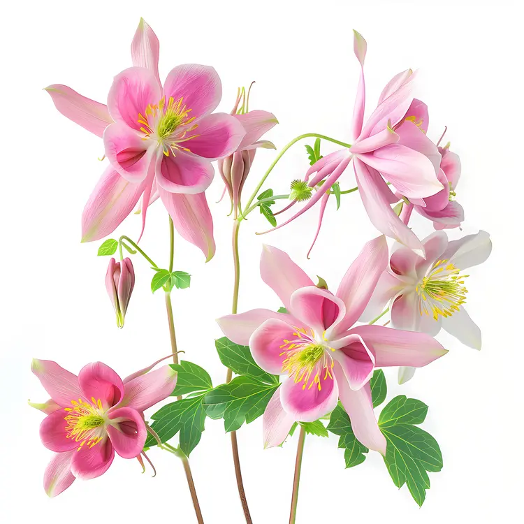 Pink Columbine Flowers in Bloom
