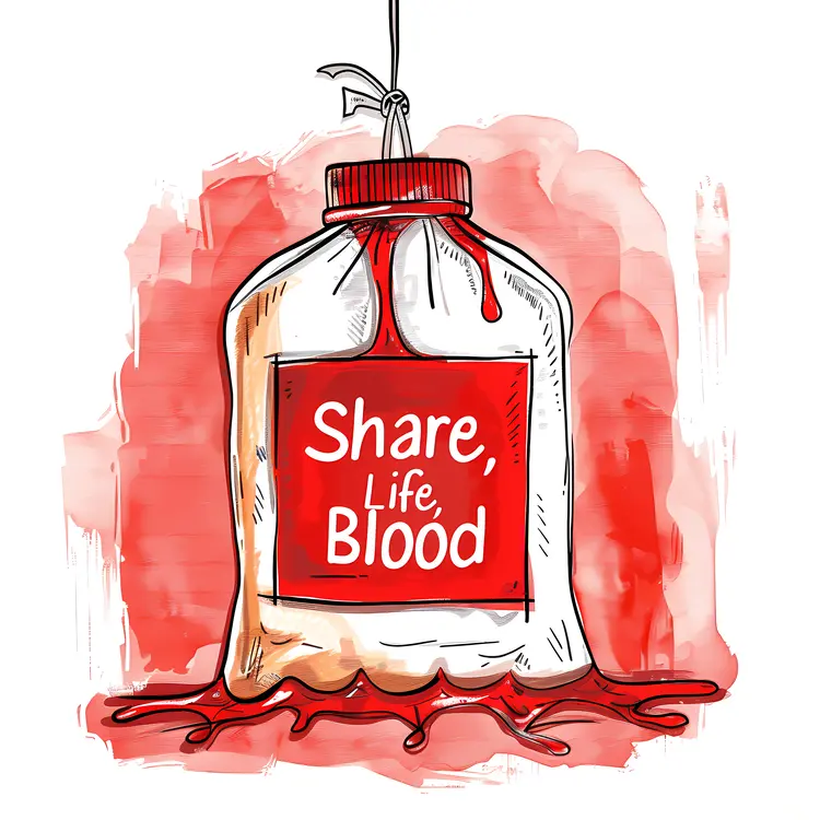 Share Life, Blood Bag Illustration
