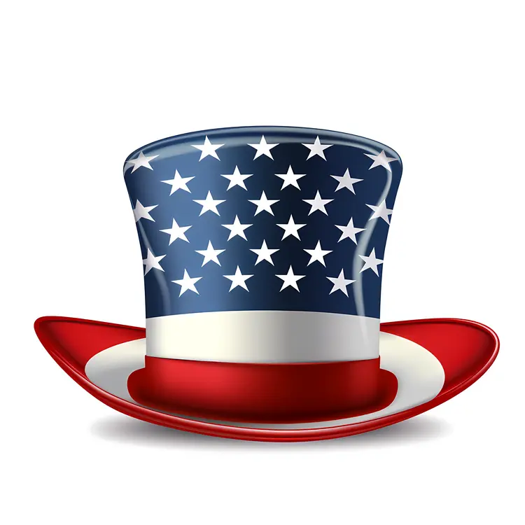 Patriotic Top Hat with Stars and Stripes
