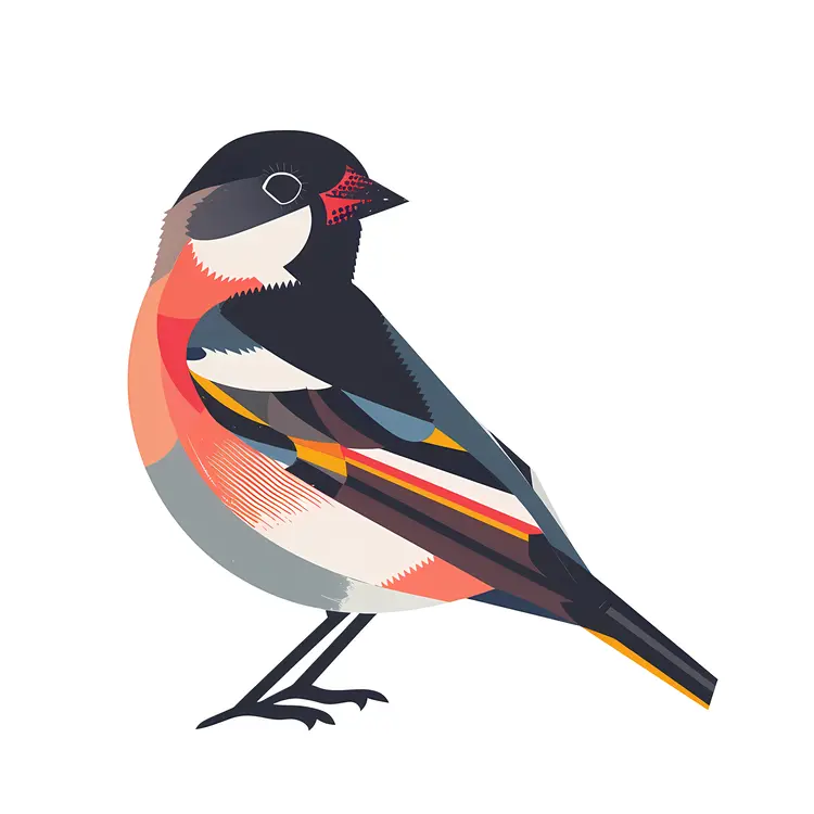 Colorful Bird Illustration with Geometric Patterns