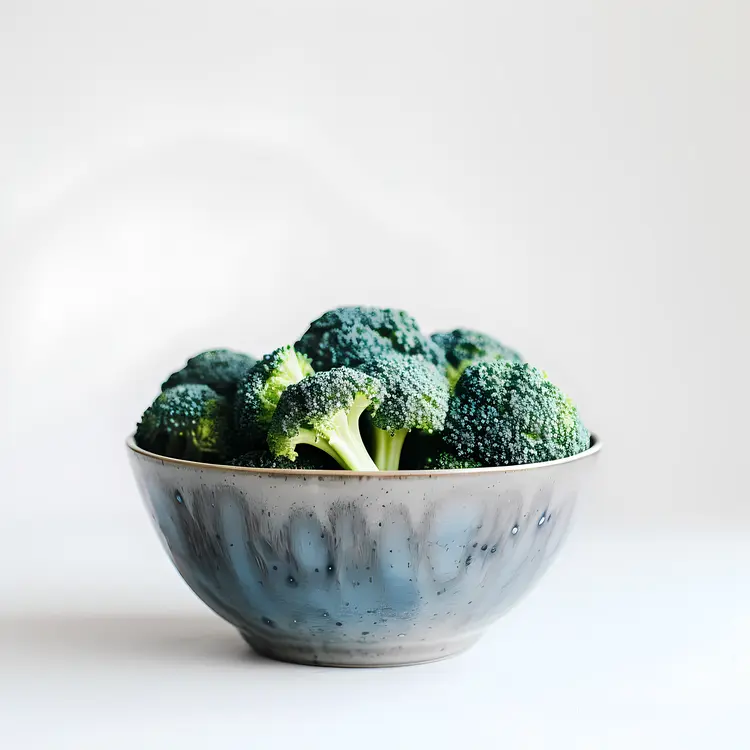 Fresh Broccoli in a Grey Bowl