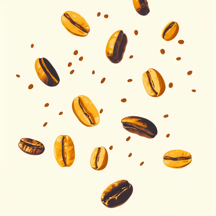 Scattered Coffee Beans Illustration