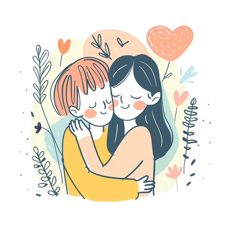 Cute Couple Hugging Illustration