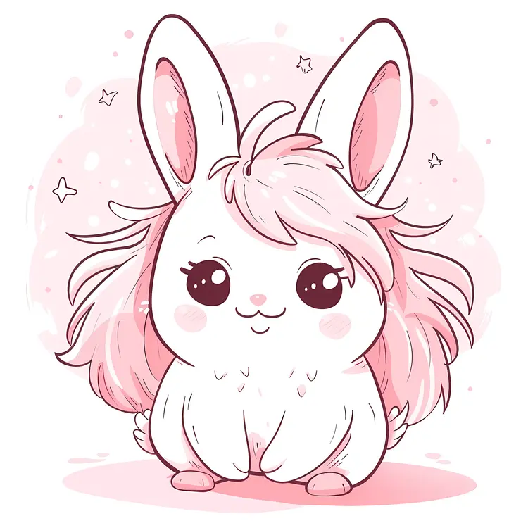 Cute Bunny with Pink Hair