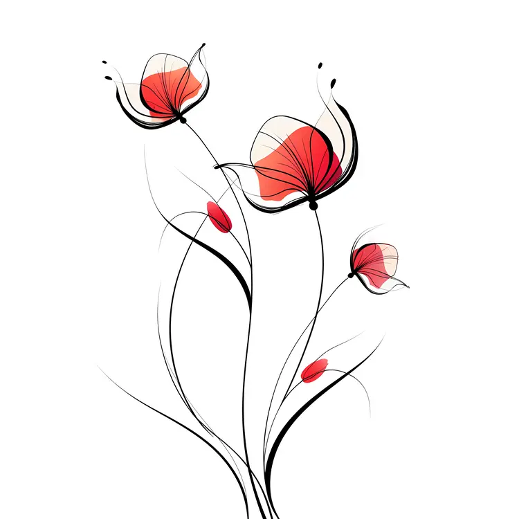 Delicate Red Flowers Illustration