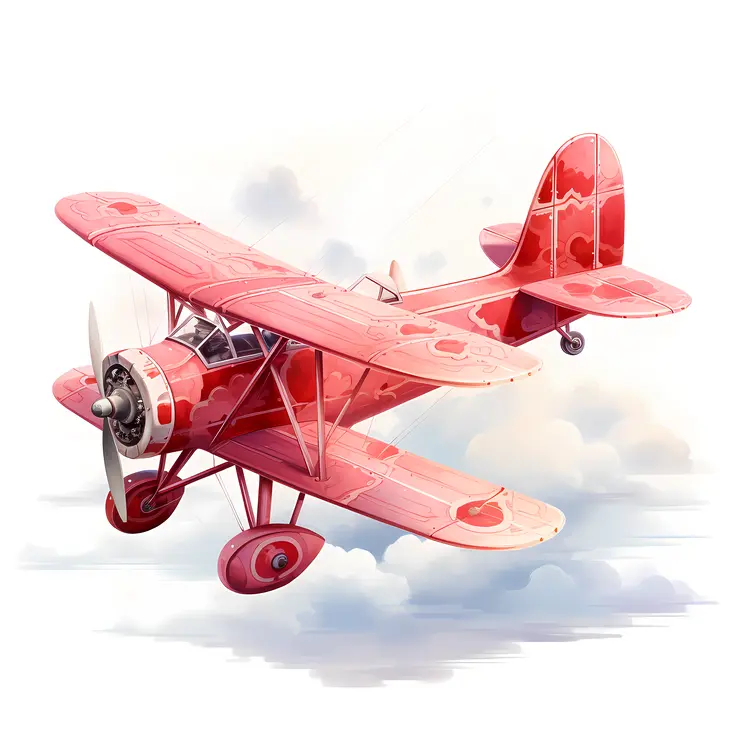 Red Biplane in the Sky