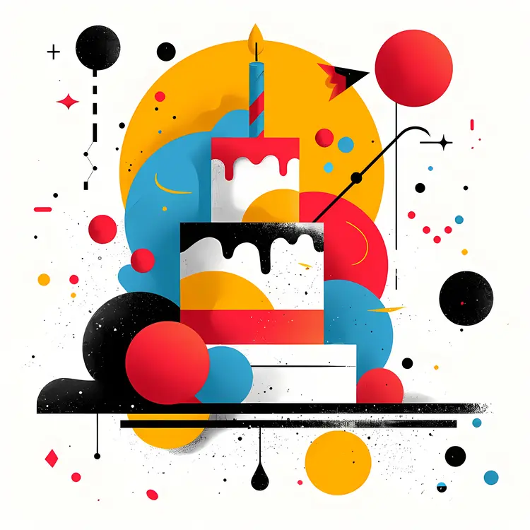 Artistic Birthday Cake with Candles