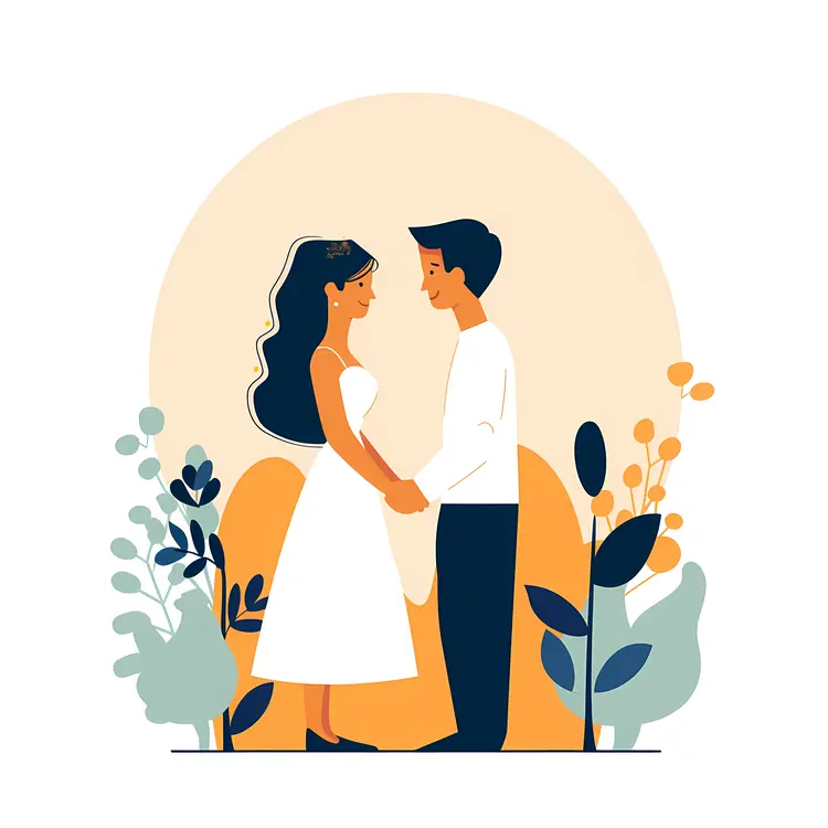 Couple Holding Hands with Floral Background