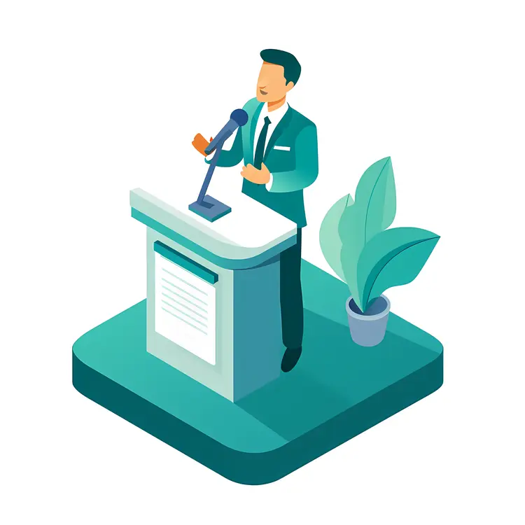 Man Giving Speech at Podium