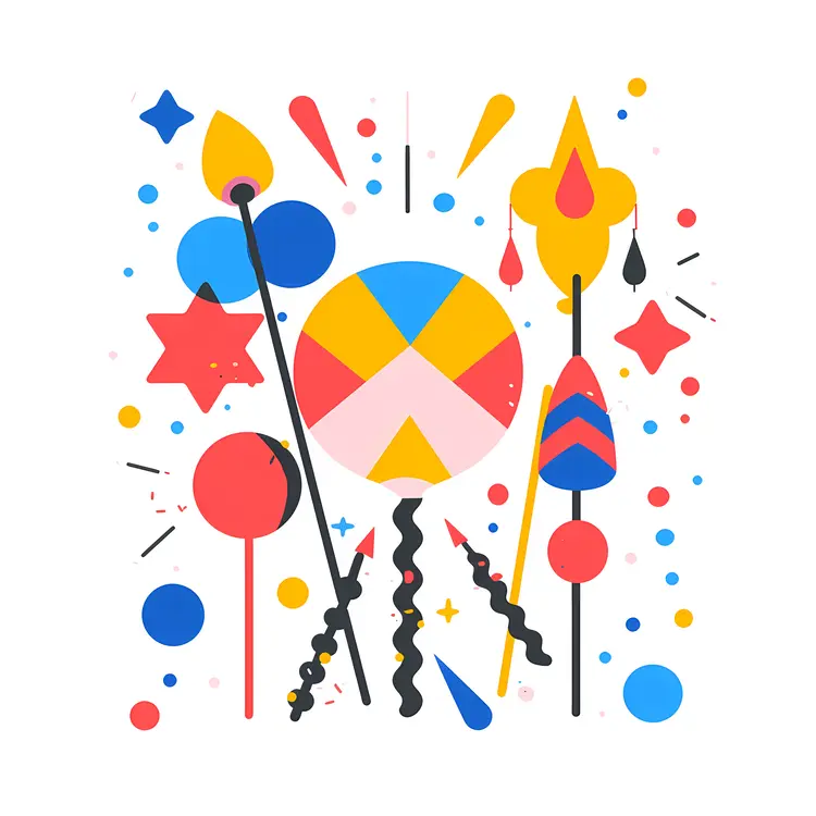 Colorful Fireworks and Confetti