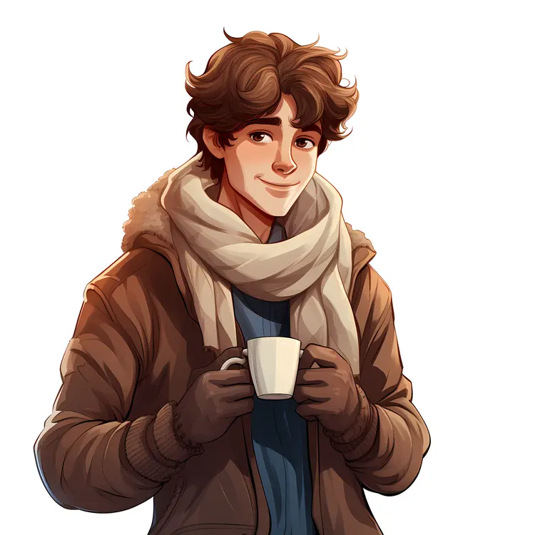 Man with Scarf Enjoying a Coffee