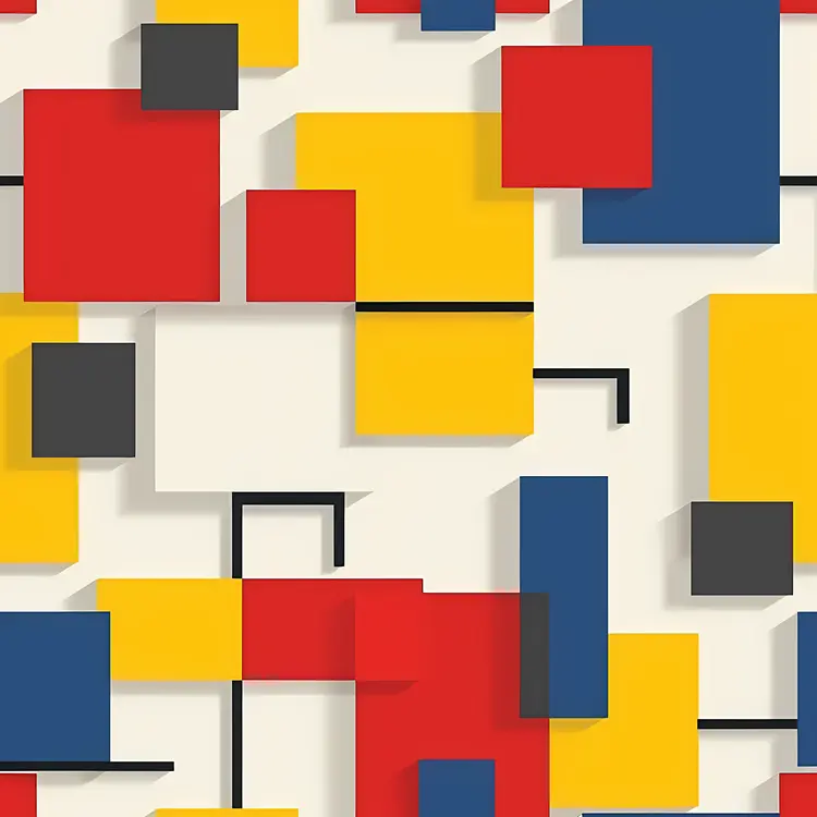 Abstract Art with Yellow and Red Squares