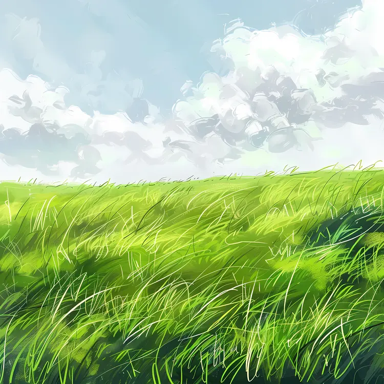 Vast Green Field under Blue Sky
