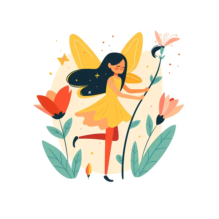 Cute Fairy with Flowers
