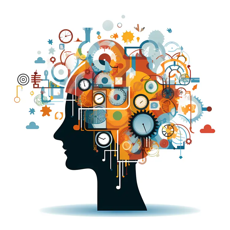 Gears and Technology in Woman's Profile