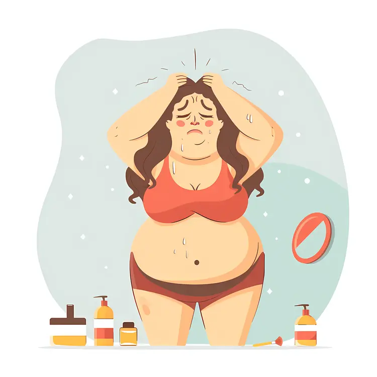 Woman with Skin Issues and Skincare Products
