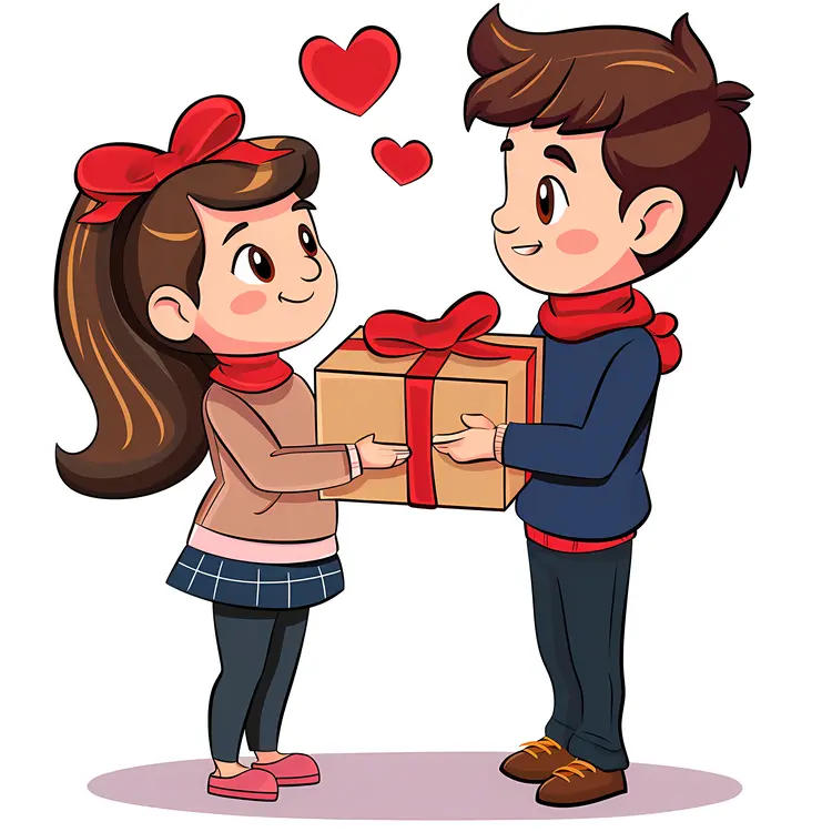 Couple Exchanging Gift