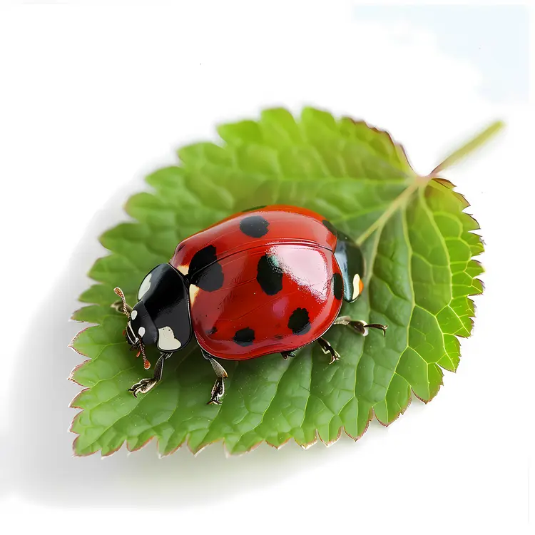 Ladybug on a Green Leaf