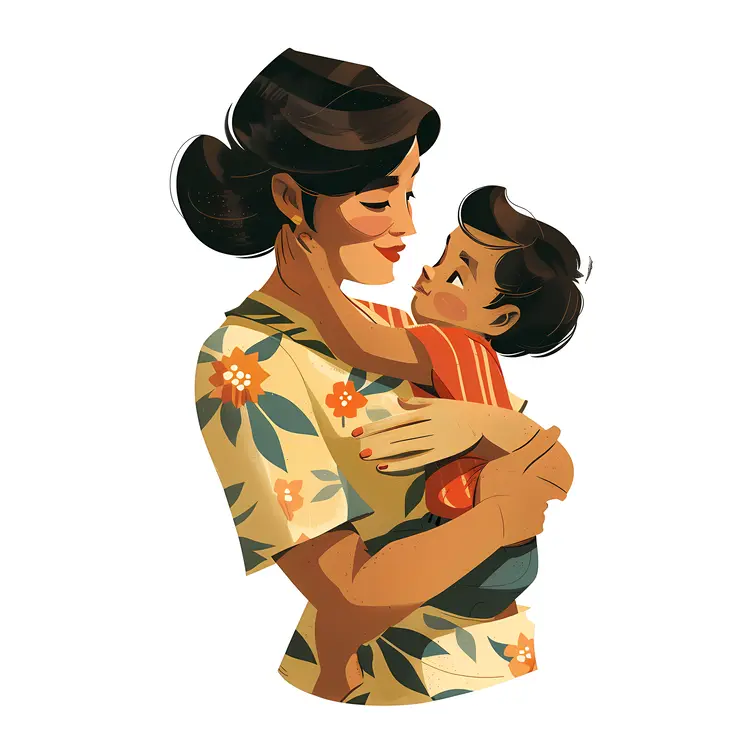Mother and Child Hugging on Mother's Day