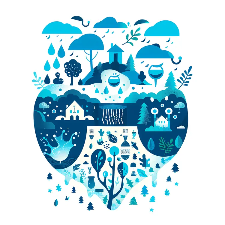 Rainy Village Landscape