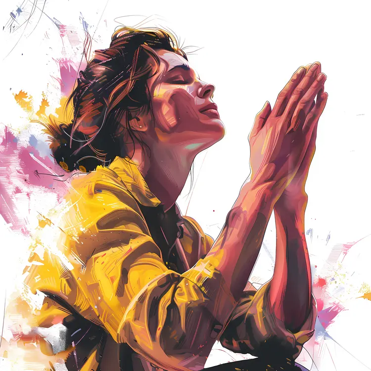 Woman in Yellow Praying