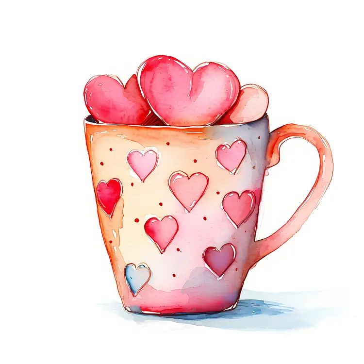 Pink Cup with Heart Pattern
