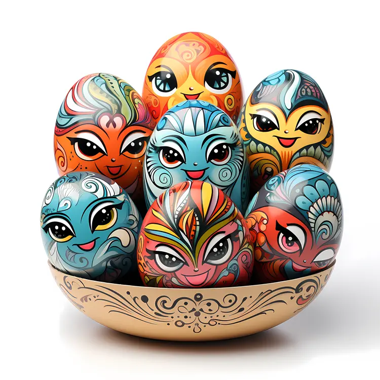 Colorful Patterned Painted Easter Eggs