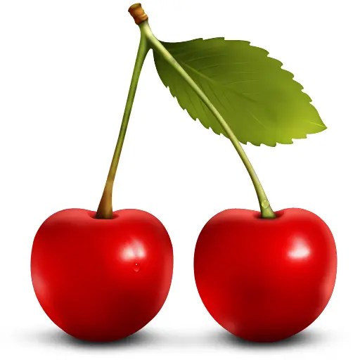 Red Cherries with Leaf